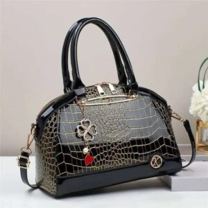 Glossy bowling shaped handbag